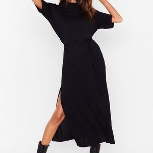 Nasty Gal Black MIDI Cotton dress